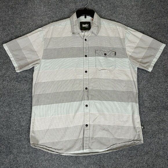 Howler Brothers San Gabriel Shirt‎ Mens XL Grey Striped Short Sleeve Button Up - Picture 1 of 7